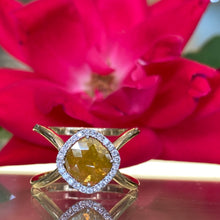 Load image into Gallery viewer, Yellow Diamond Slice Halo Split Ring