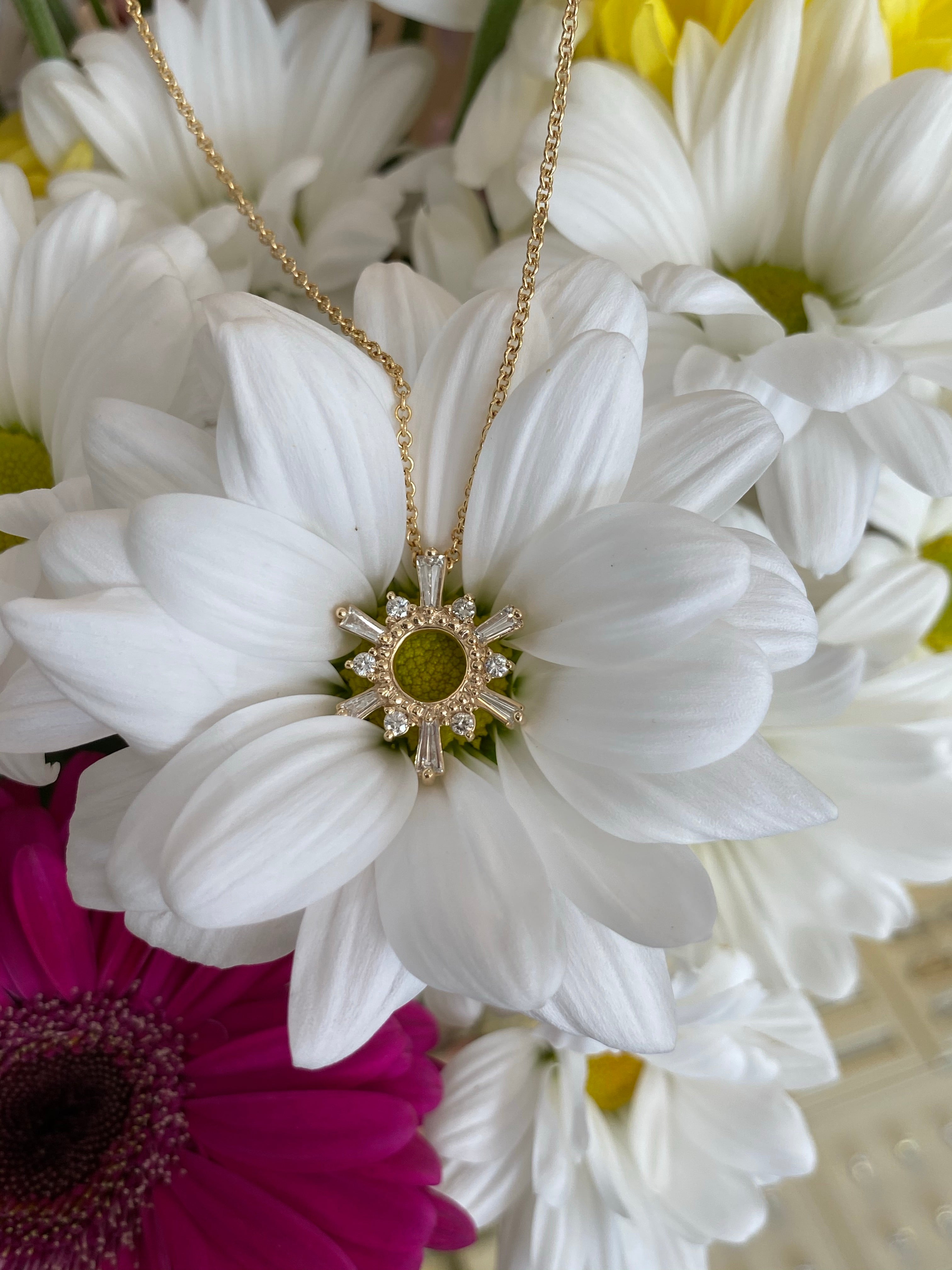 Diamond Sun Pendant and Chain