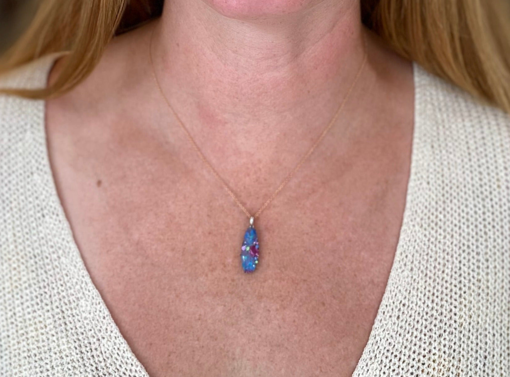 Opal Sapphire & Garnet Necklace