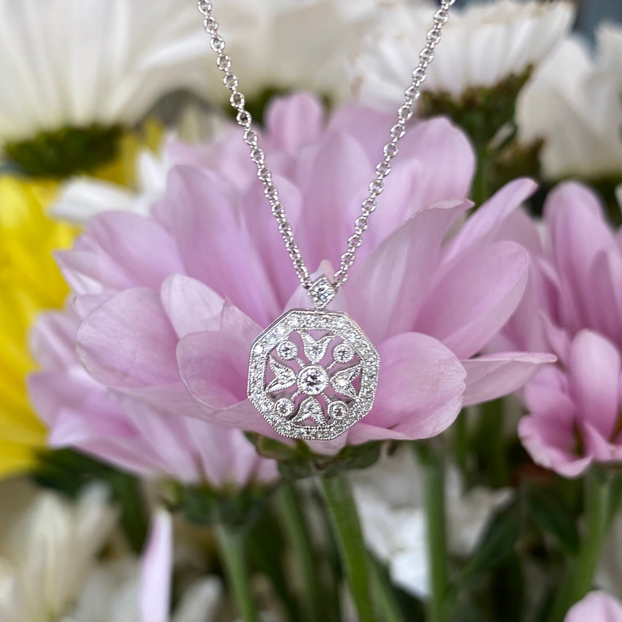 Vintage Inspired Fancy Diamond Necklace