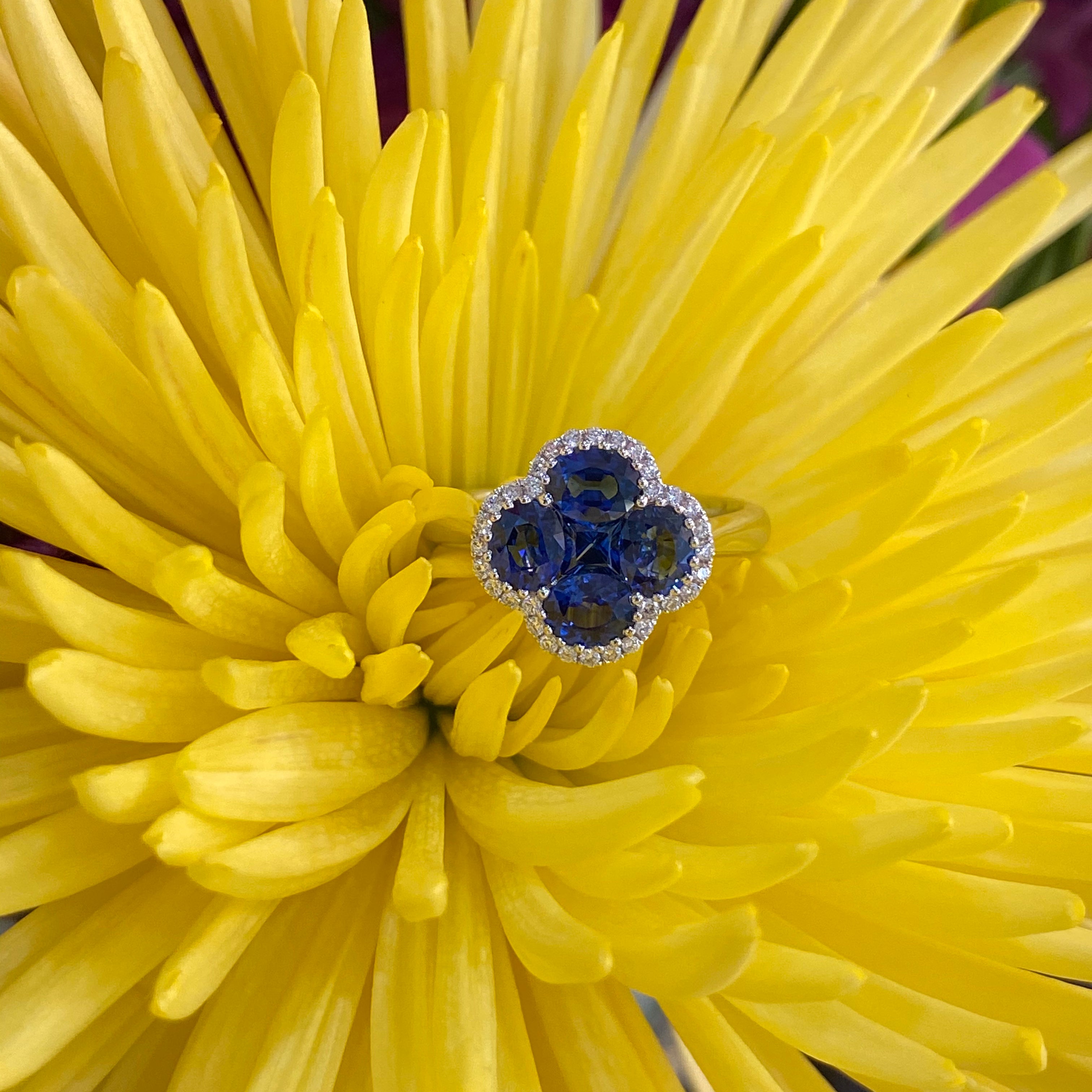 Midnight Clover Sapphire & Diamond Ring