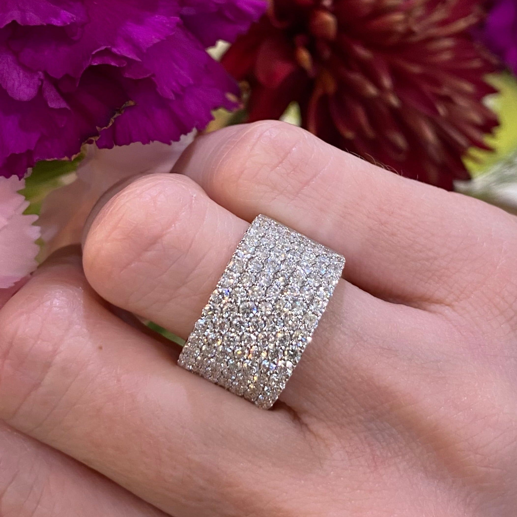 Pavé Diamond 18K Wide Band Ring
