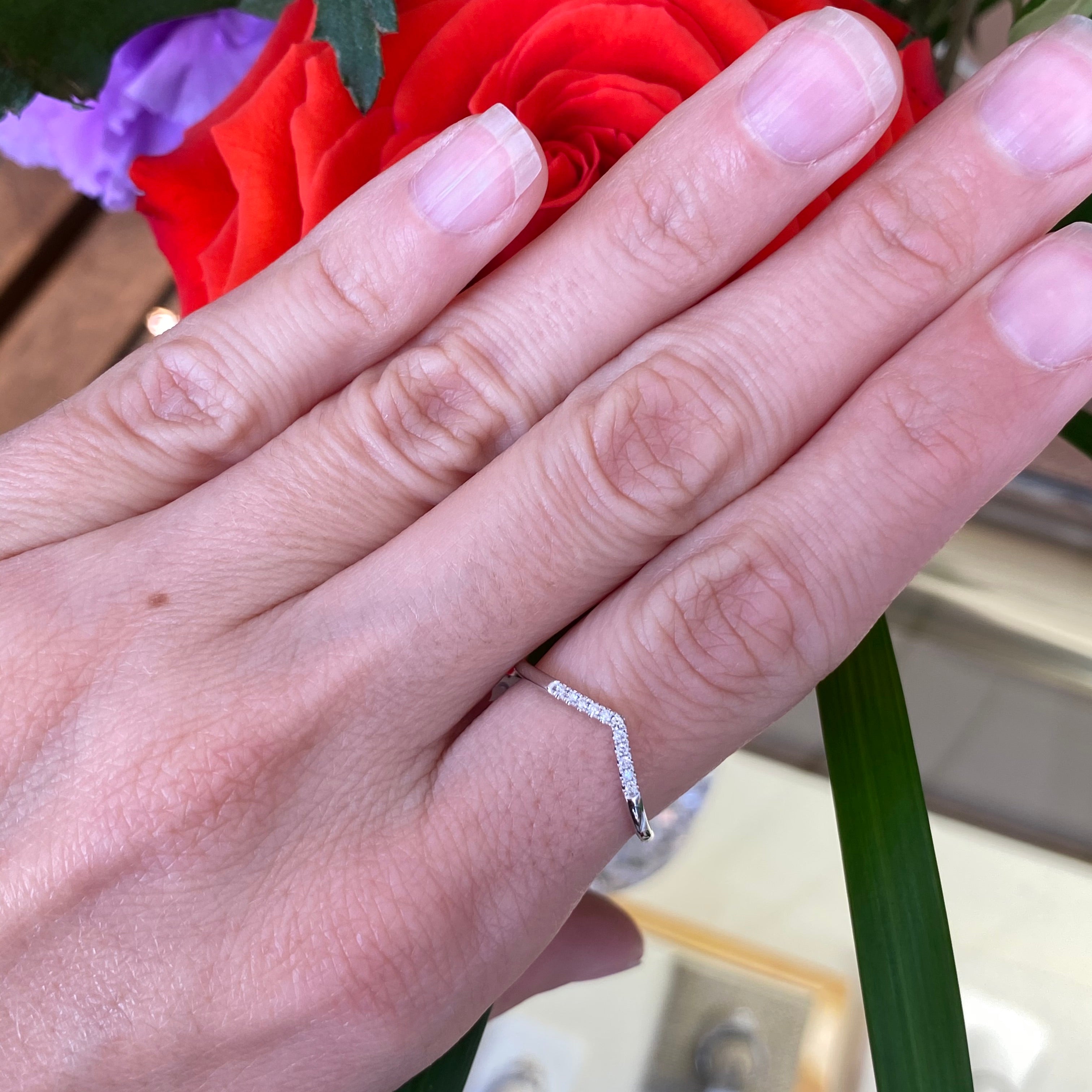 Chevron Diamond White Gold Band