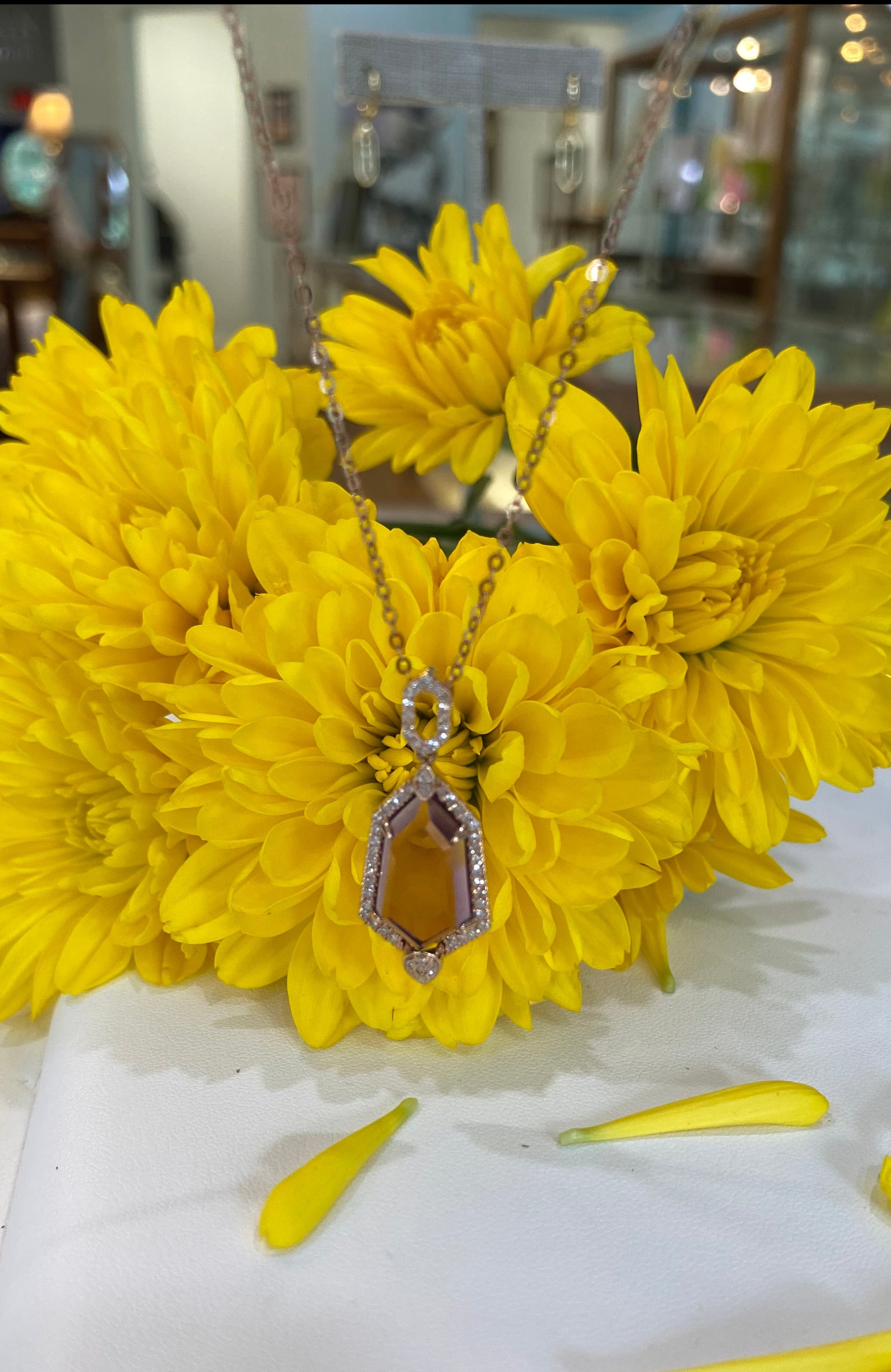 Amethyst Rose Gold Shield Necklace