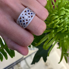 Load image into Gallery viewer, Sapphire & Diamond Milgrain Wide Ring