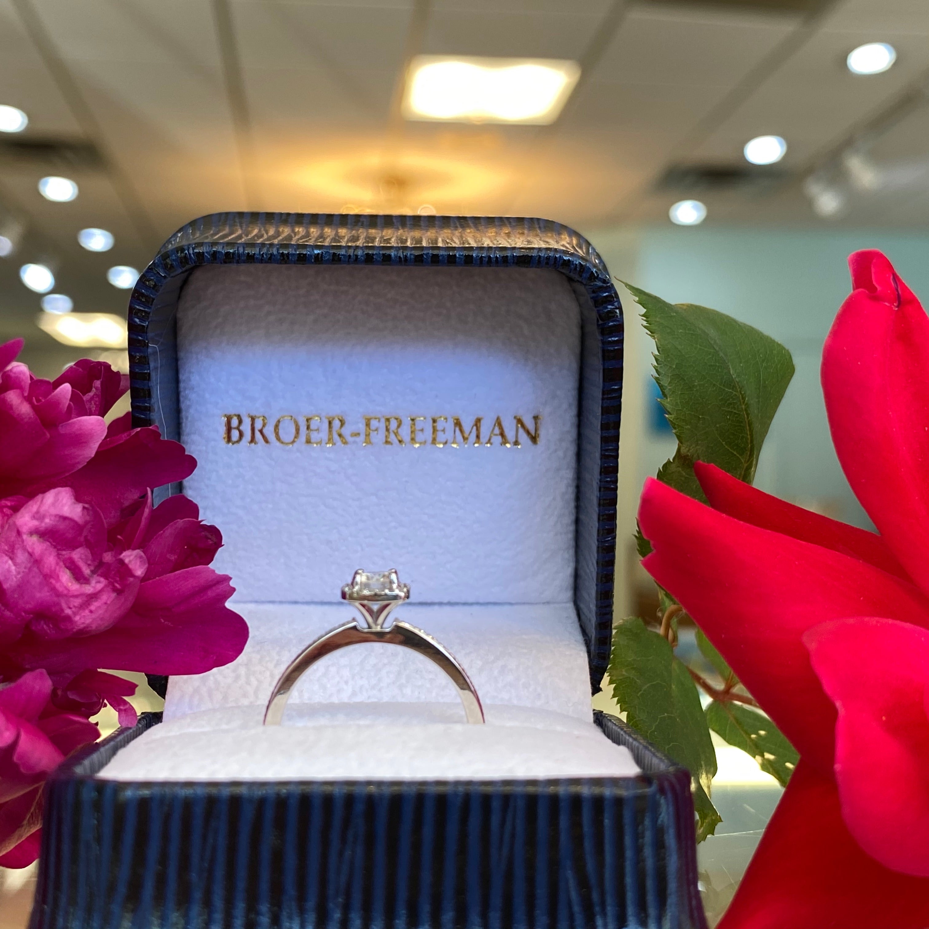 Cushion Shaped Halo Round Diamond Engagement Ring