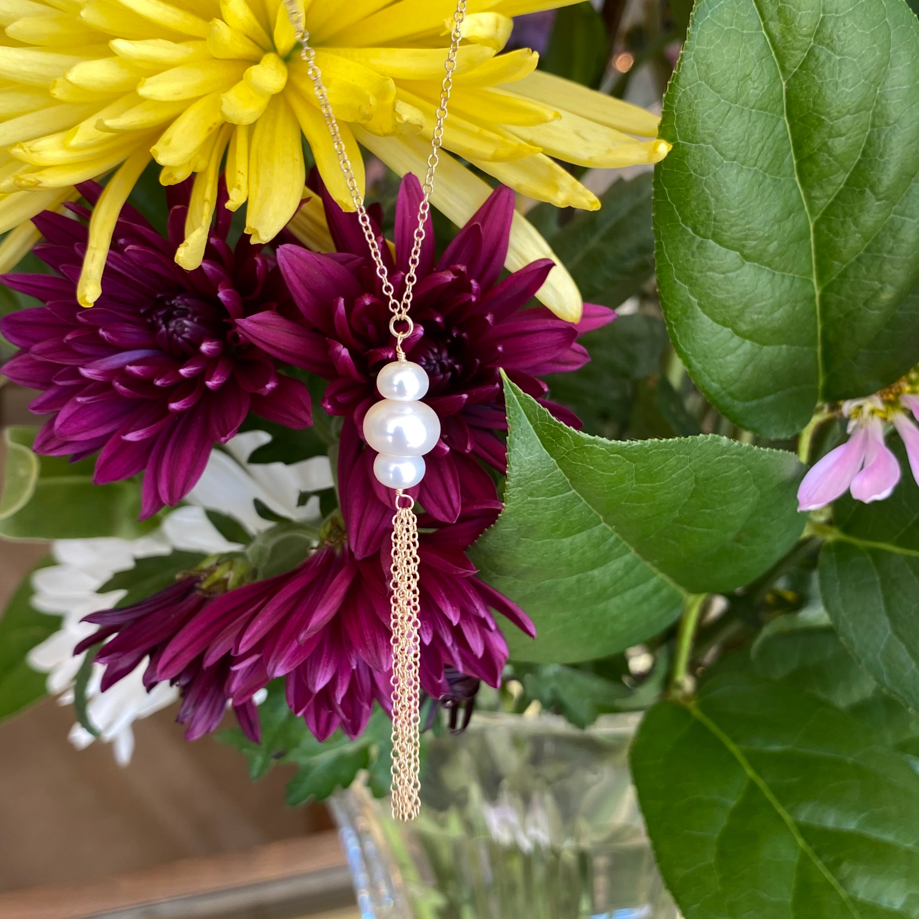 Pearl & Gold Tassel Necklace