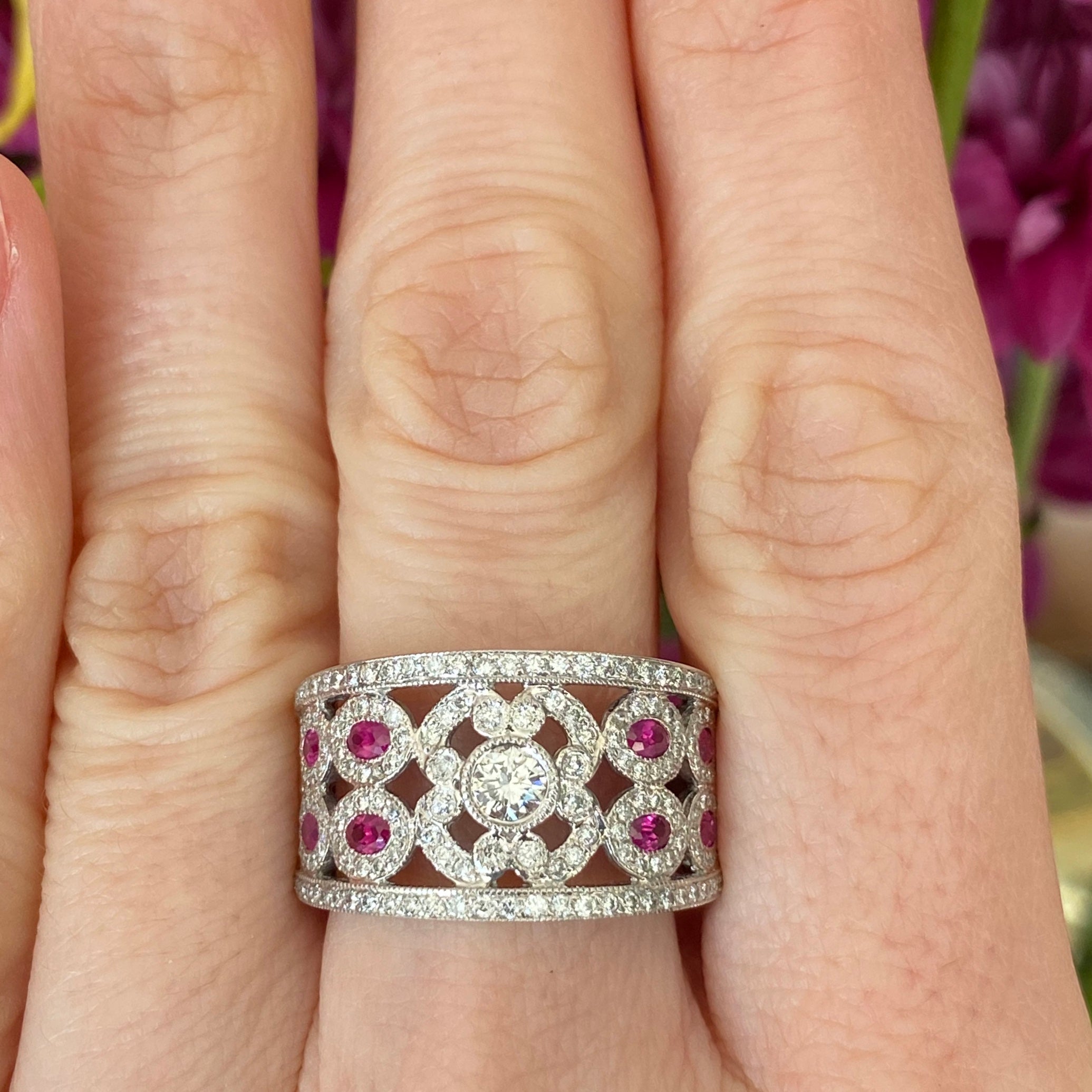Ruby & Diamond Wide Pavé Set Band