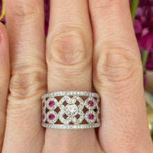 Load image into Gallery viewer, Ruby & Diamond Wide Pavé Set Band