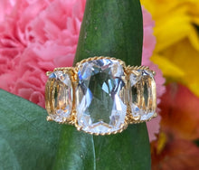 Load image into Gallery viewer, Rock Crystal & 18K Yellow Gold 3 Stone Ring π€