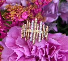 Load image into Gallery viewer, Retro Style Diamond Stick Ring in Yellow and White Gold
