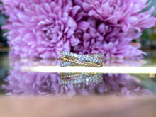 Load image into Gallery viewer, Diamond Beaded Criss-Cross Ring in Yellow Gold