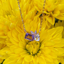 Load image into Gallery viewer, Amethyst and White Topaz Mosaic Necklace in Rose Gold