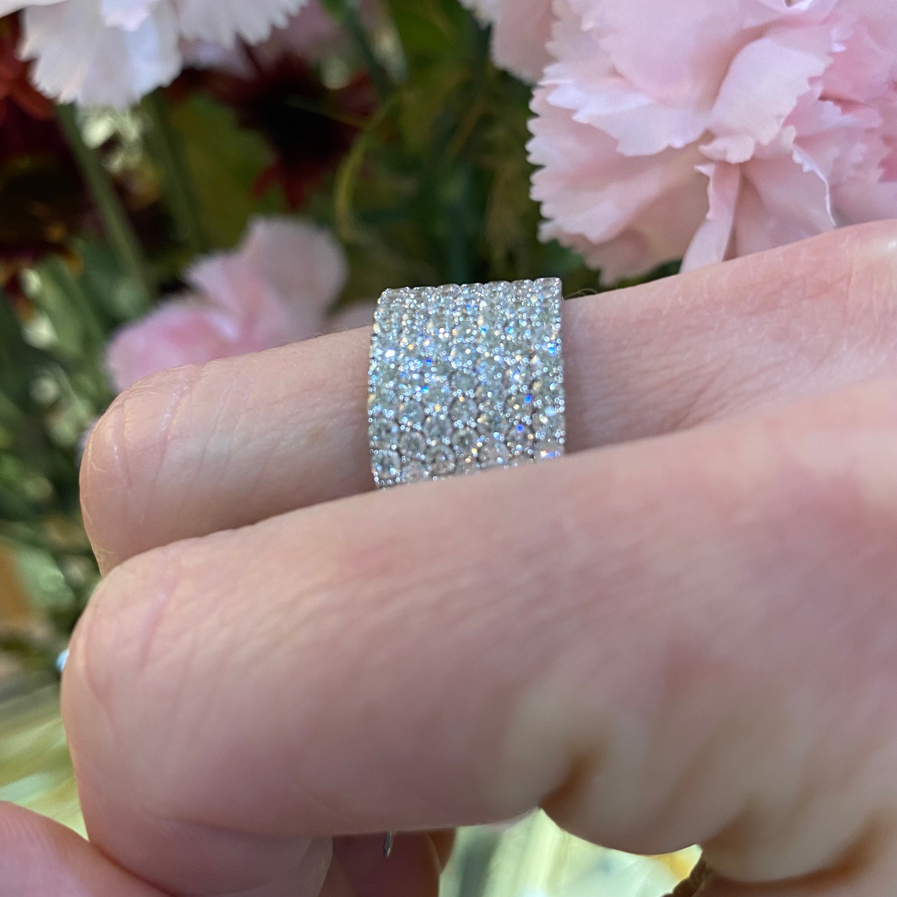 Pavé Diamond 18K Wide Band Ring