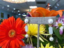 Load image into Gallery viewer, Moonstone & Pearl Drop Earrings