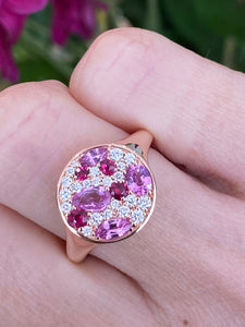 Pavé Signet Gemstone Ring in Rose Gold