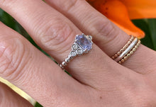 Load image into Gallery viewer, Lavender Sapphire and Round Diamond Ring