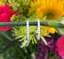 Load image into Gallery viewer, White Gold Diamond Medium Huggie Hoops