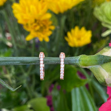 Load image into Gallery viewer, Rose Gold and Diamond Huggie Hoop Earrings