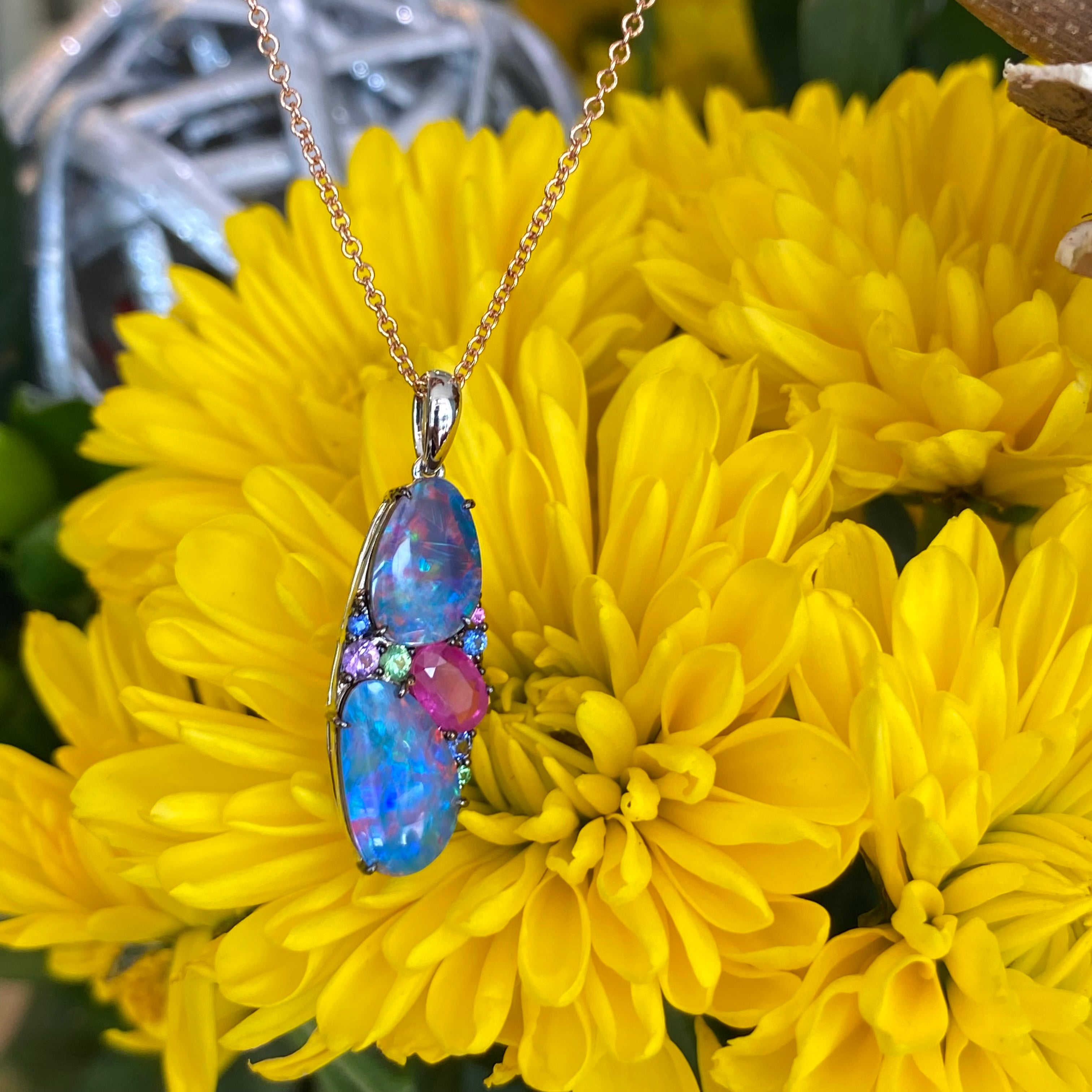 Opal Sapphire & Garnet Necklace
