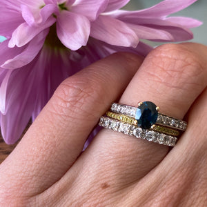 Oval Blue Sapphire & Diamond Engagement Ring