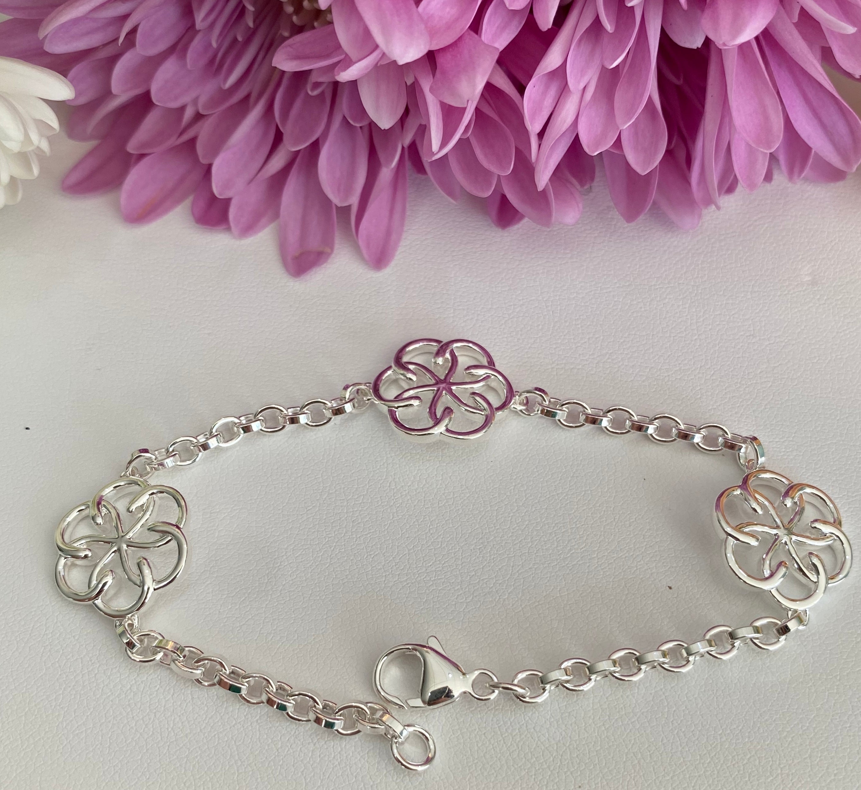 Sterling Silver Triple Celtic Knot Link Bracelet