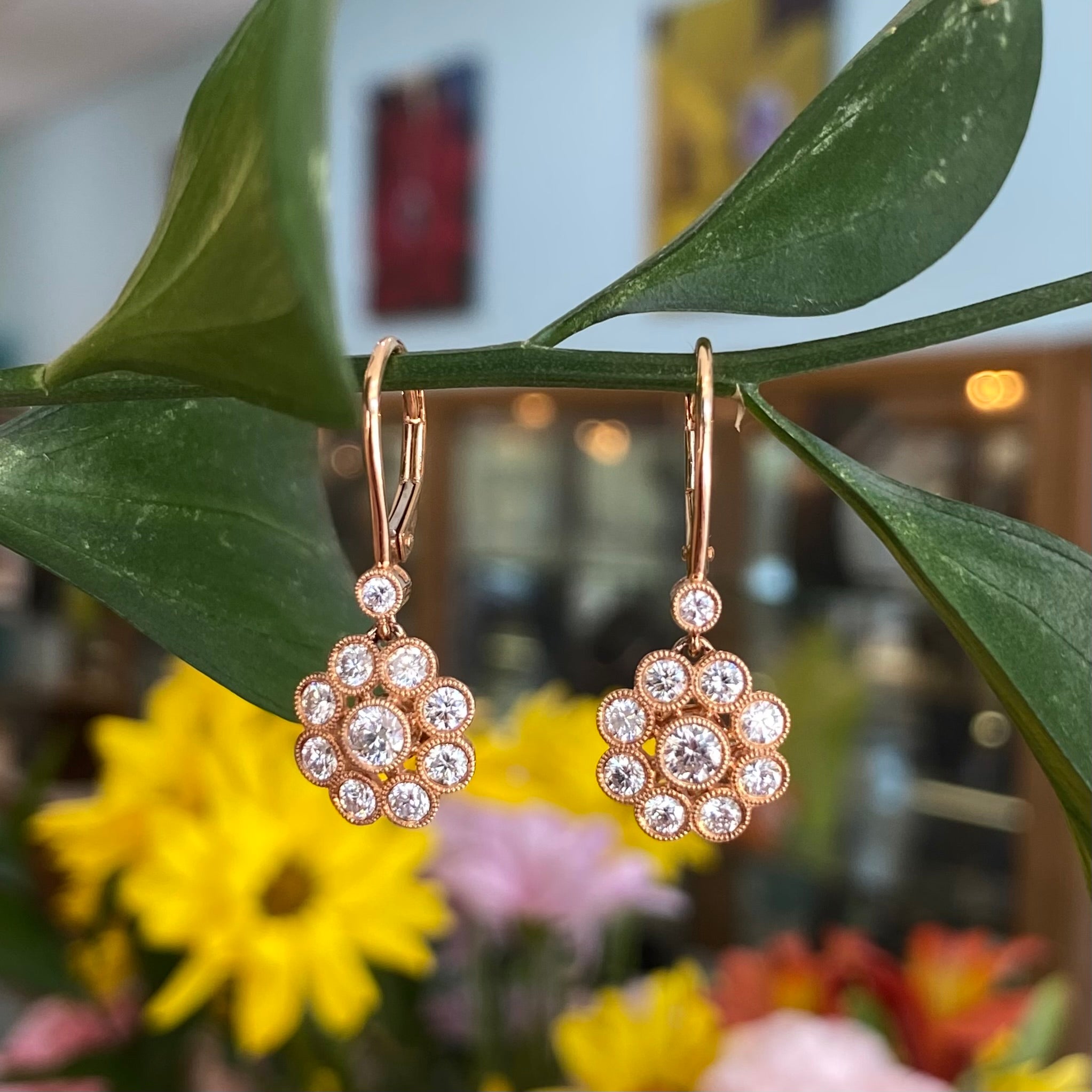 Rosé Garden Diamond Drop Earrings