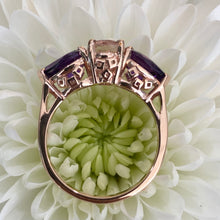 Load image into Gallery viewer, *On The Rocks* Morganite, Amethyst & Rose Gold Cocktail Ring 🍹