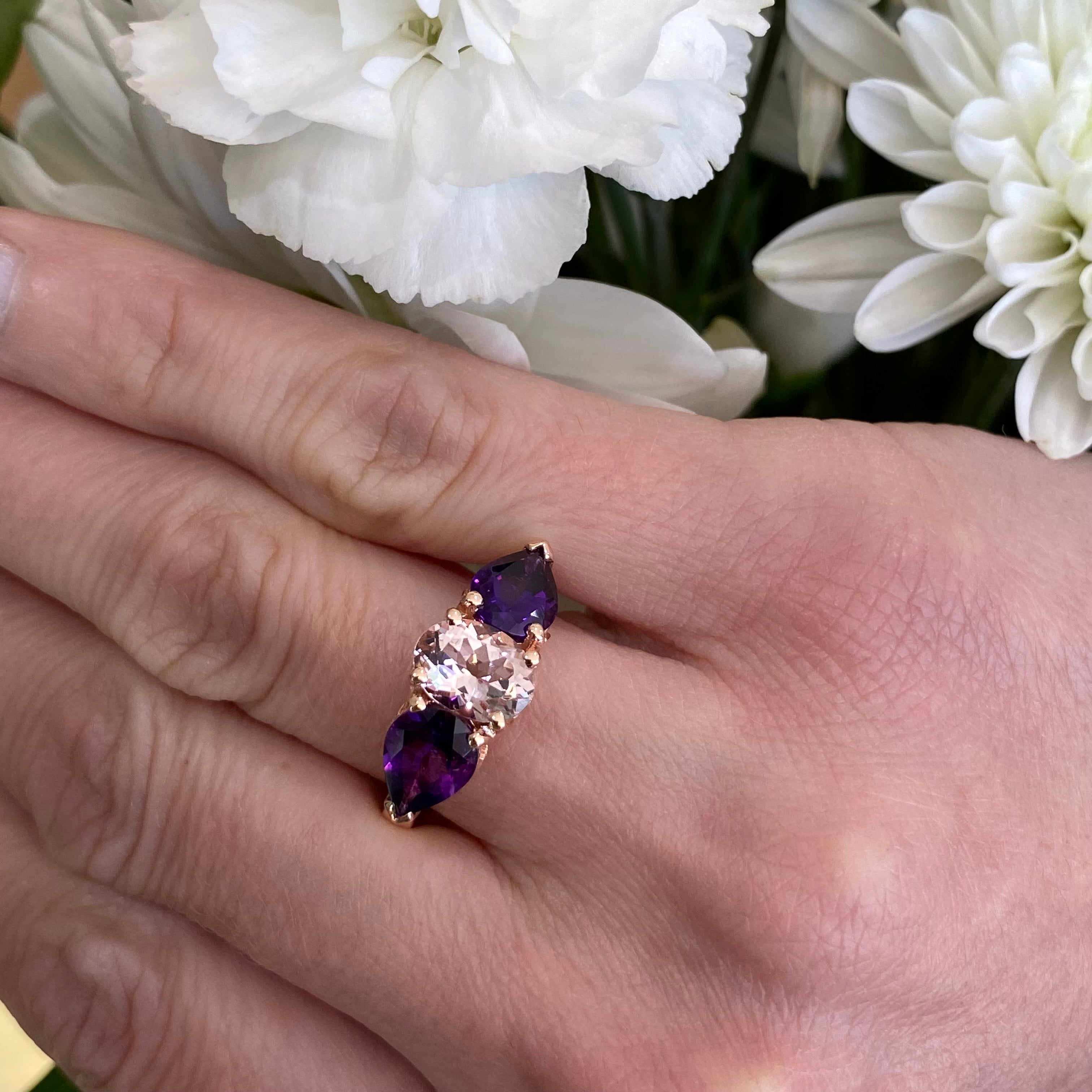 *On The Rocks* Morganite, Amethyst & Rose Gold Cocktail Ring 🍹