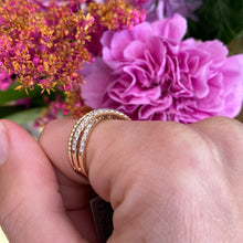 Load image into Gallery viewer, Diamond Beaded Criss-Cross Ring in Yellow Gold