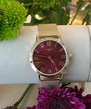 Load image into Gallery viewer, Crimson Dial Gold Mesh Bracelet Watch
