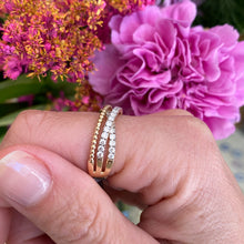 Load image into Gallery viewer, Diamond Beaded Criss-Cross Ring in Yellow Gold