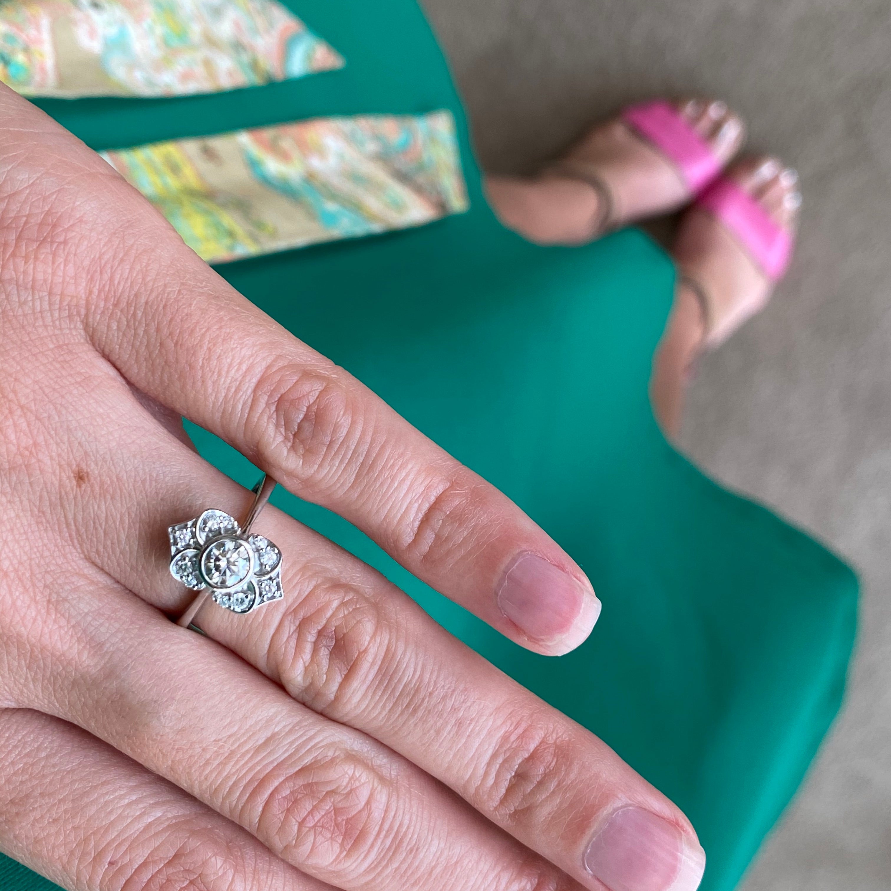 Vintage Inspired Bezel Set Diamond Ring