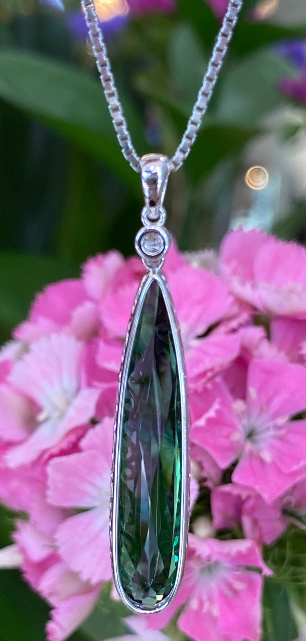 Green Tourmaline and Diamond Necklace