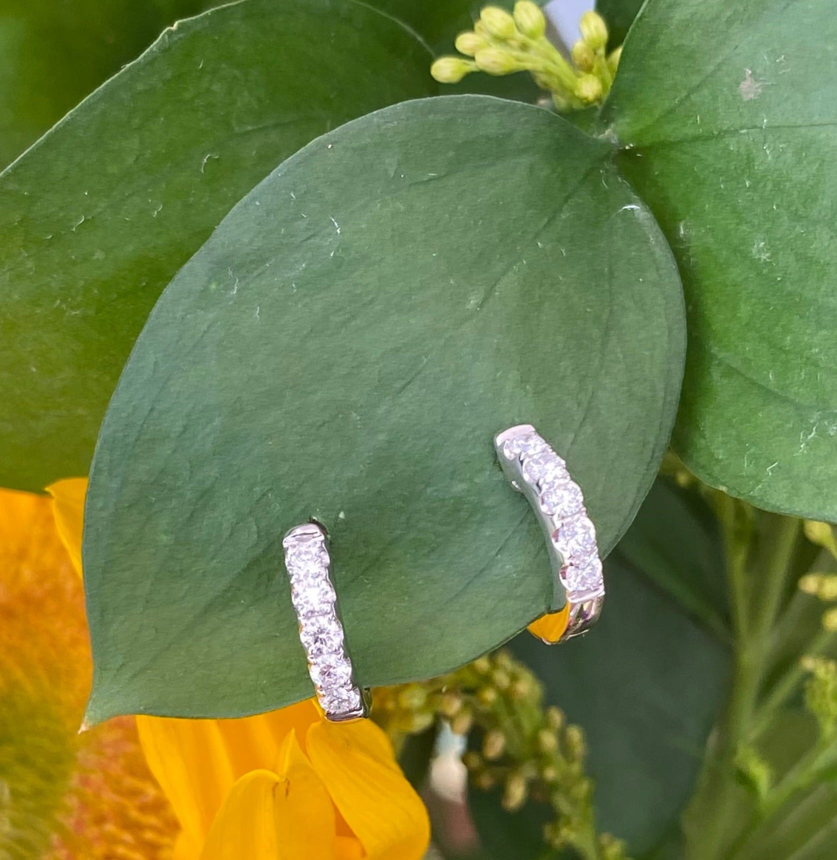 Small Diamond Huggie Hoop Earrings