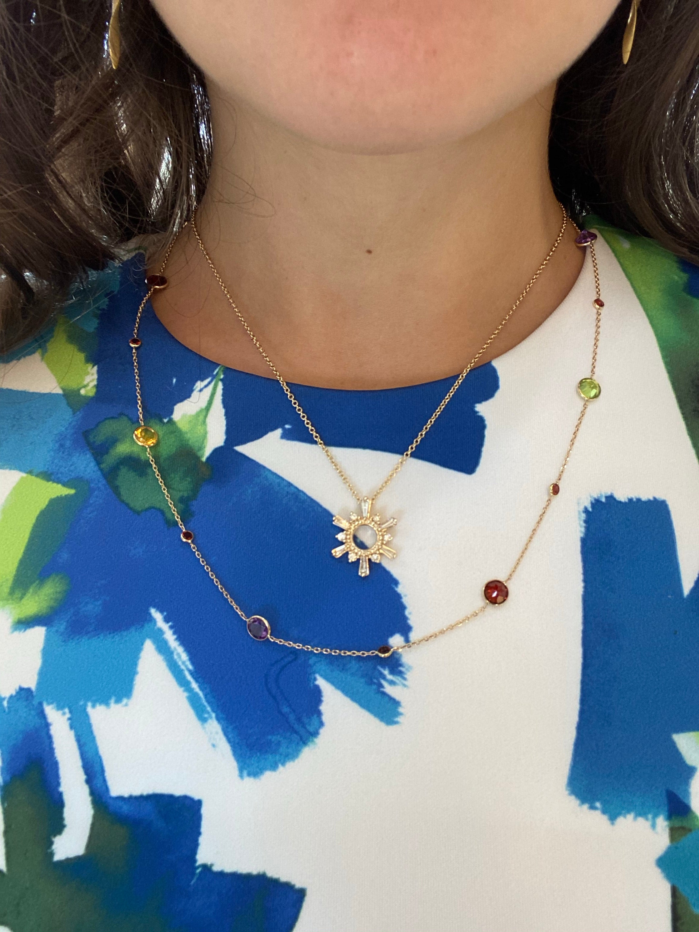 Diamond Sun Pendant and Chain