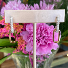 Load image into Gallery viewer, Paper Clip Diamond & Gold Drop Earrings in White and Yellow Gold