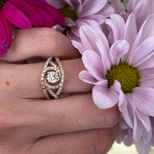 Load image into Gallery viewer, Rose & White Gold Diamond Swirl Engagement Ring