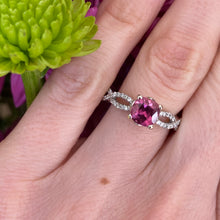 Load image into Gallery viewer, Pink Tourmaline & Diamond Infinity Twist Ring