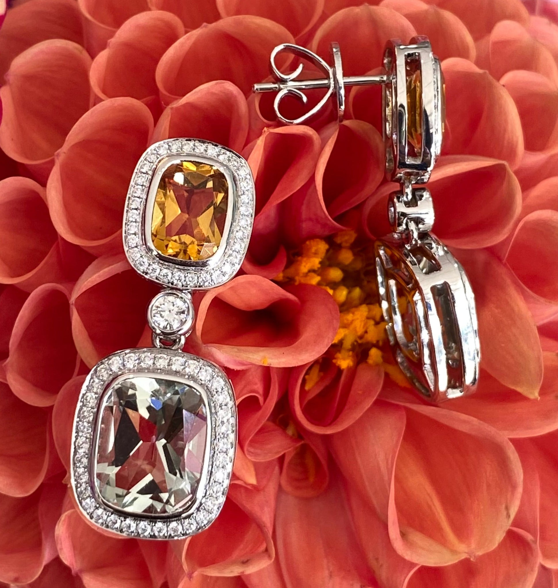 Citrine & Sage Garden Drop Earrings