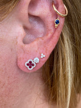 Load image into Gallery viewer, Clover Ruby and Diamond Stud Earrings