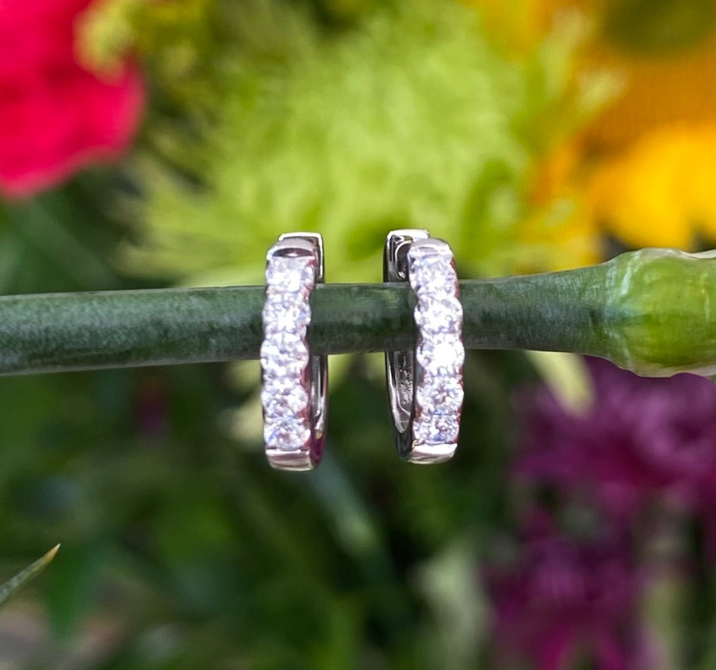 Small Diamond Huggie Hoop Earrings