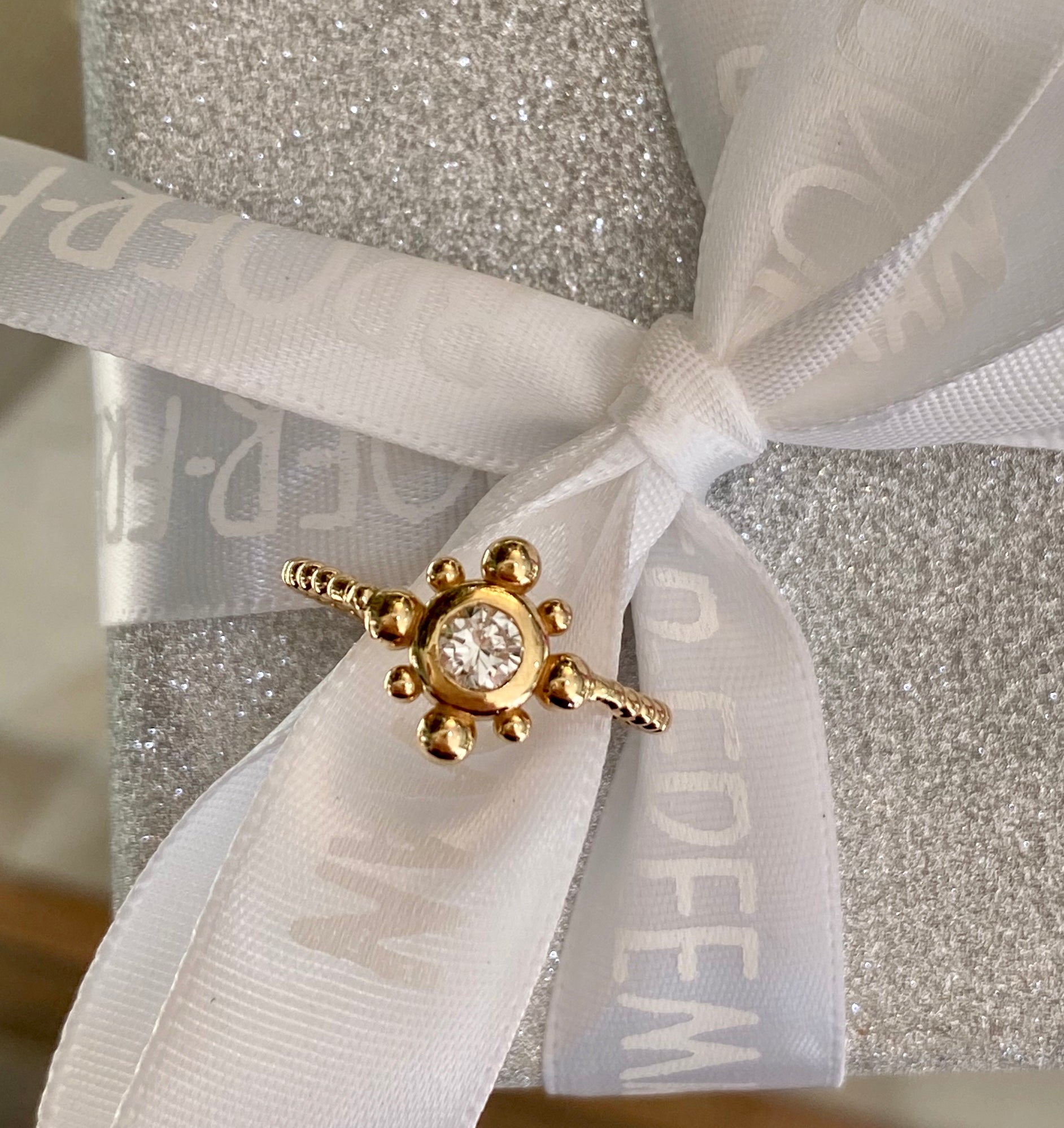 Golden Sunbeam Bezel Diamond Ring