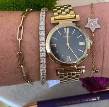 Load image into Gallery viewer, Black Mother of Pearl Dial Gold Toned Bracelet Watch