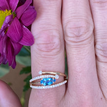 Load image into Gallery viewer, Stacked Blue Topaz And Diamond Ring