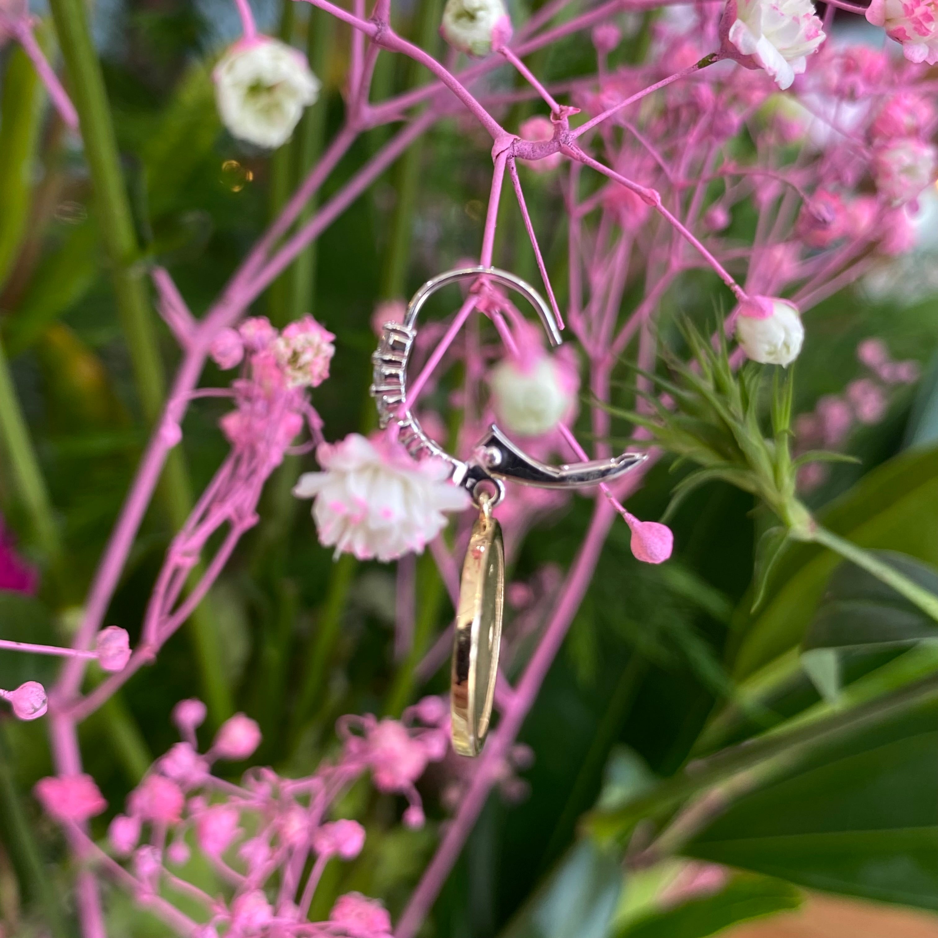 Yellow and White Gold Diamond Disk Earrings