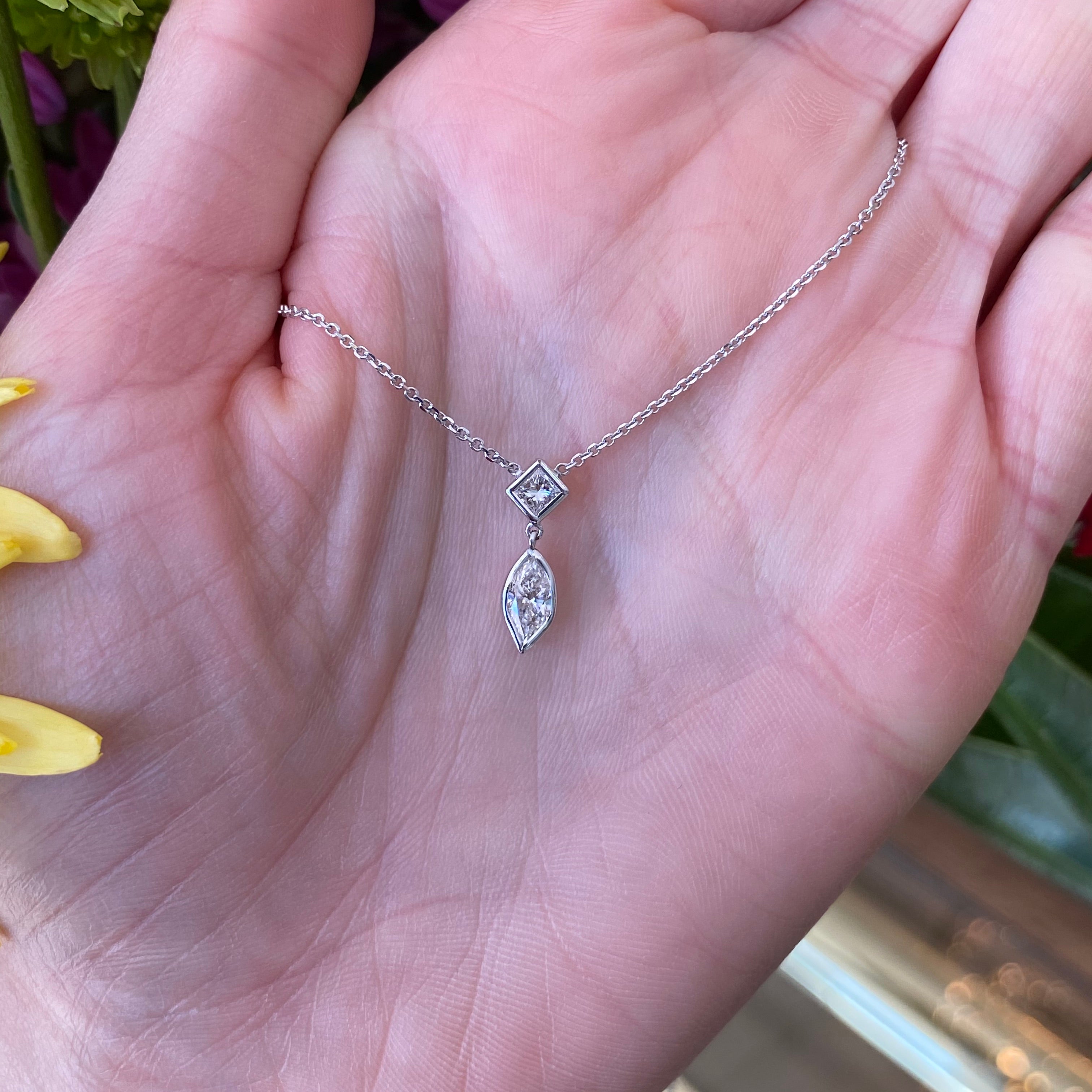 Marquise & Princess Cut Diamond Necklace