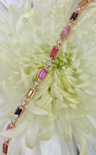 Load image into Gallery viewer, Rose Gold Rainbow Sapphire Line Bracelet
