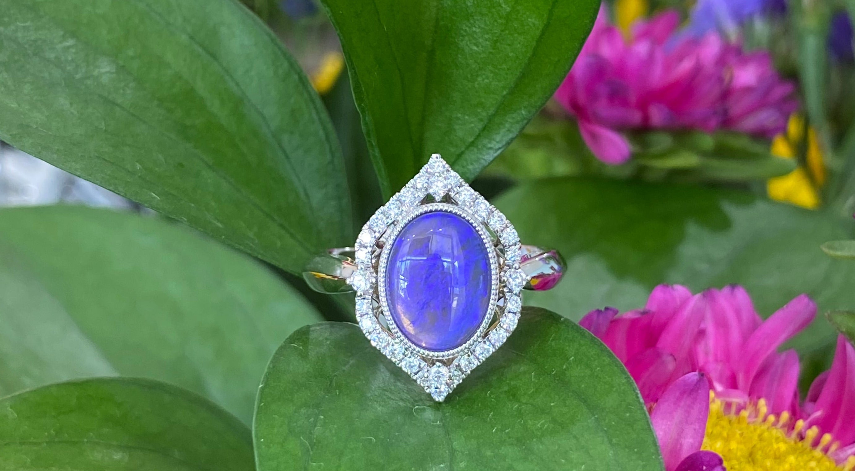 Purple Opal Vintage Inspired Halo Ring