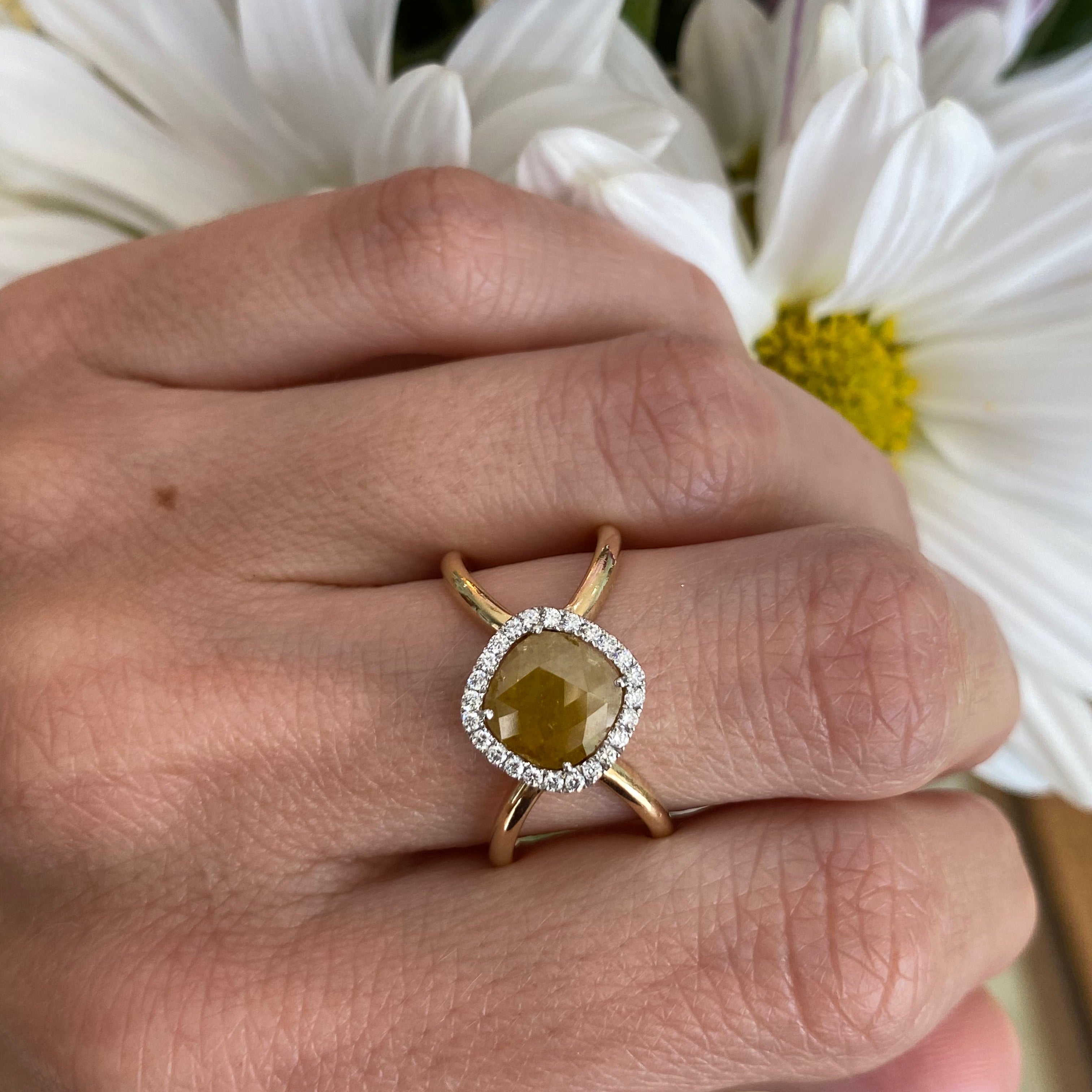Sunlit Ember Diamond Slice Ring